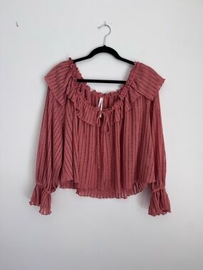 Anthropologie Ruffled Peasant Blouse - Dusty Rose